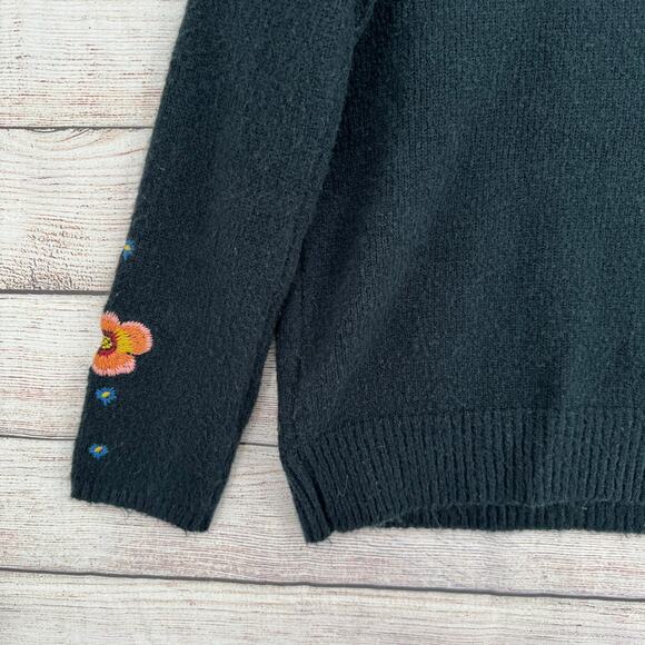 Cliche Floral Embroidered Crewneck Sweater Womens XL Black Red Pink - Picture 7 of 12